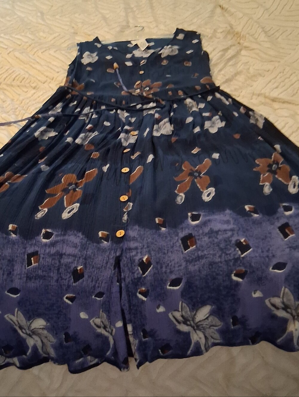VM Jasmine Petite Navy Floral Button-Front Dress